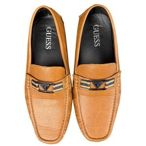 Guess Brown Leather Driving‎ Loafers Men's 9.5 Slip On Moc Toe Shoes Slip on